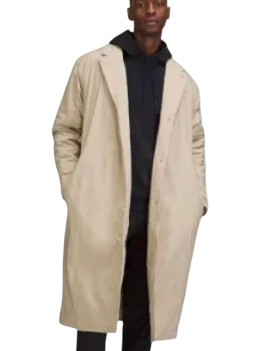 Lululemon Parkway Insulated Coat Knee Length Tan Snap Closure Stylish Large